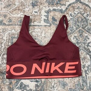 Nike Women's Maroon and Peach Sports Bra